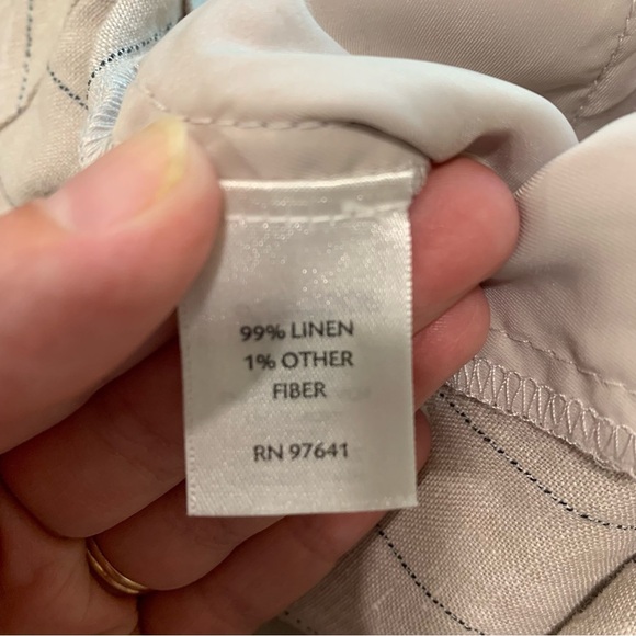 Women’s J Jill Linen Pinstripe Wide Leg Cropped Pants Neutral Coastal Size 14 XL - Picture 7 of 12